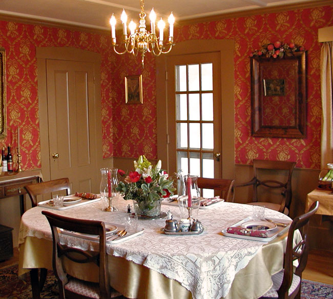 The dining room all set and ready to eat